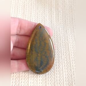 Yellow and Blue Dragon's Veins Agate Pendant
